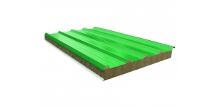 Кровельная сэндвич-панель 100 утеплитель минеральная вата RAL 5005 зеленый мох 